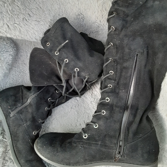 SHOES | Black Over The Knee Lace Up Boots! - Picture 5 of 8
